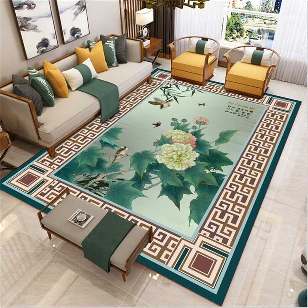 Tapis de couloir long vert à motif classique pour chambre enfant