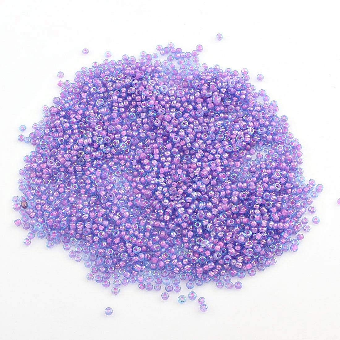 20g De Perles De Rocaille De Couleur Violet Lilas Transparent 3 En Verre