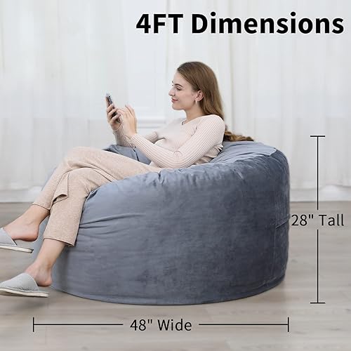 Miniatura 2 de GlowSol Puf gigante grande para adultos, puf de espuma viscoelástica con funda de terciopelo de felpa extraíble lavable a máquina, sofá relleno, 4