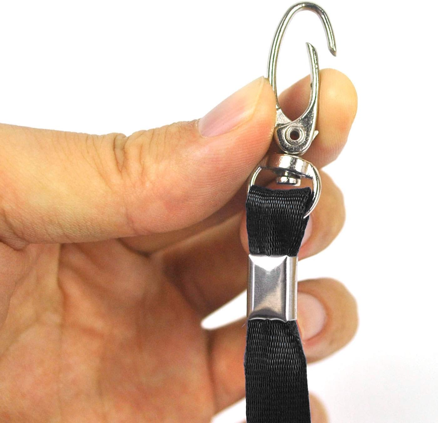 Ollain Black Lanyards for Name Tag Id Badges Nylon Cruise Lanyard Swivel Hooks Clips 100 Pack