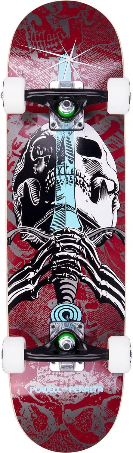 Powell Peralta Skull & Sword - Monopatín completo - Borgoña 19.1 cm x 72.8 cm