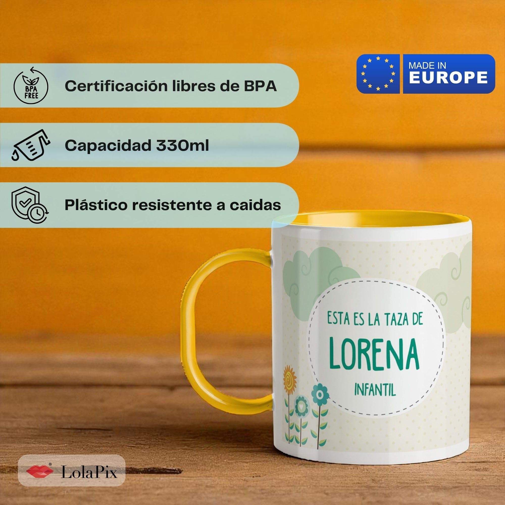 LolaPix Taza plastico personalizada. Taza Plastico Infantil Personalizada. Vaso Infantil Personalizado. Tazas Personalizadas con Nombre SIN BPA. 5 COLORES. Buho