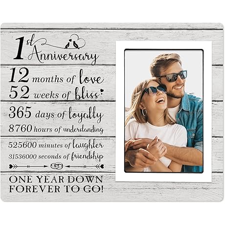 1st Anniversary Picture Frame - Unique Anniversary Gift for Couple