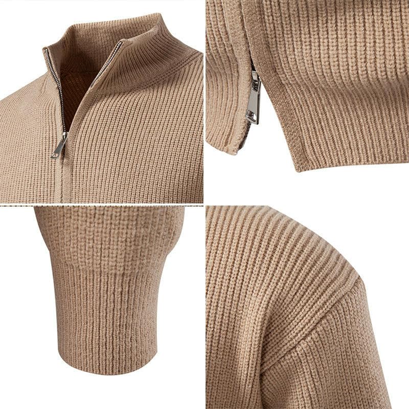 Cárdigan de punto para hombre con cremallera y rayas horizontales 2