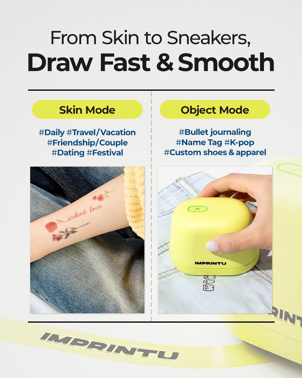 Temporary Tattoo Printer – Full Set with Powder Primer & Balm Fixer, 100% Vegan Cosmetic Ink, Dual Mode for Skin & Objects, Lasts up to 24 Hours, Over 10,000 Custom Designs with iOS/Android