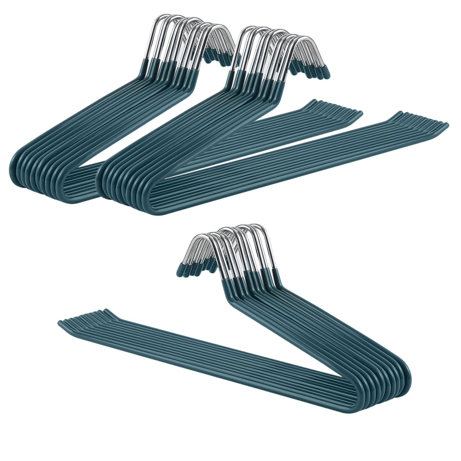 30 piezas de perchas para pantalones que ahorran espacio, perchas de metal verde con extremos abiertos y revestimiento antideslizante, perchas multifuncionales para jeans, toallas, bufandas