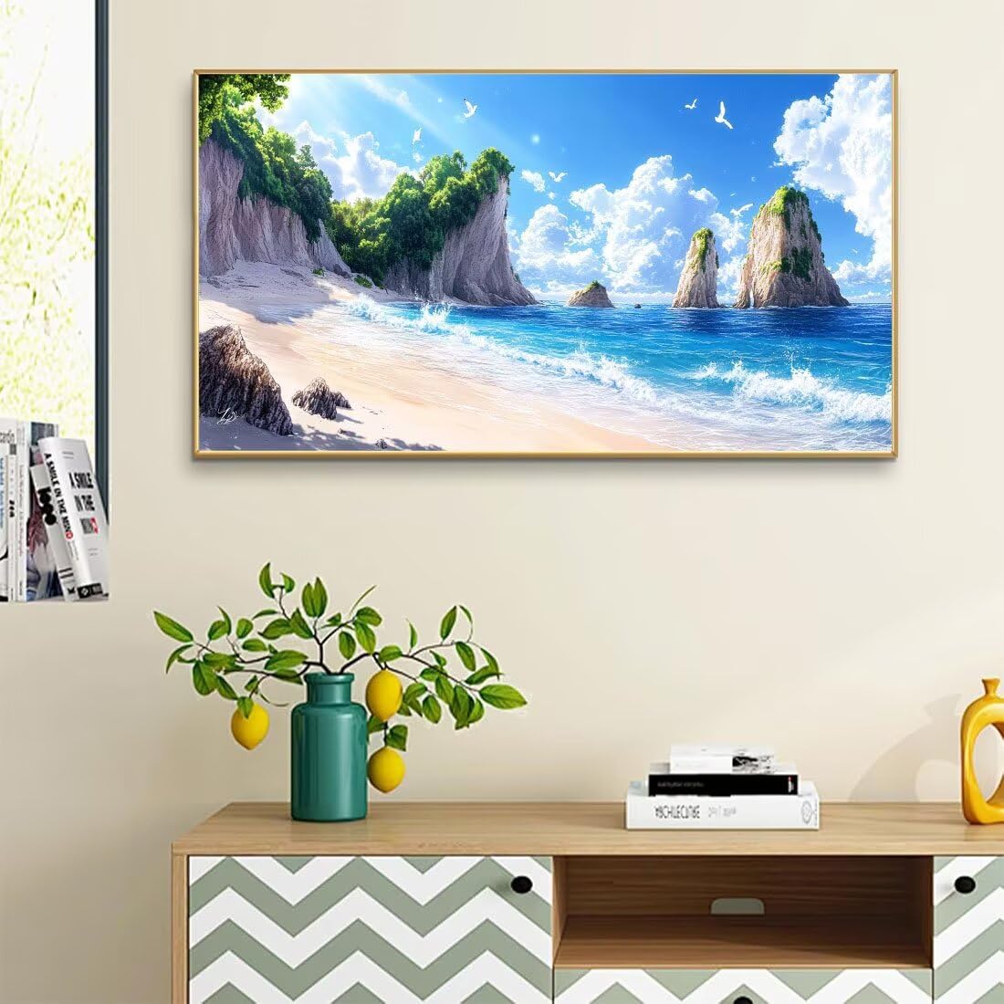 Malarstwo diamentowe w chmurach, dla dorosłych, XXL, plaża dla dzieci, do samodzielnego wykonania mozaiki, zestaw do haftowania krzyżykowego, obraz diamentowy 5D, akcesoria do dekoracji wnętrz, na
