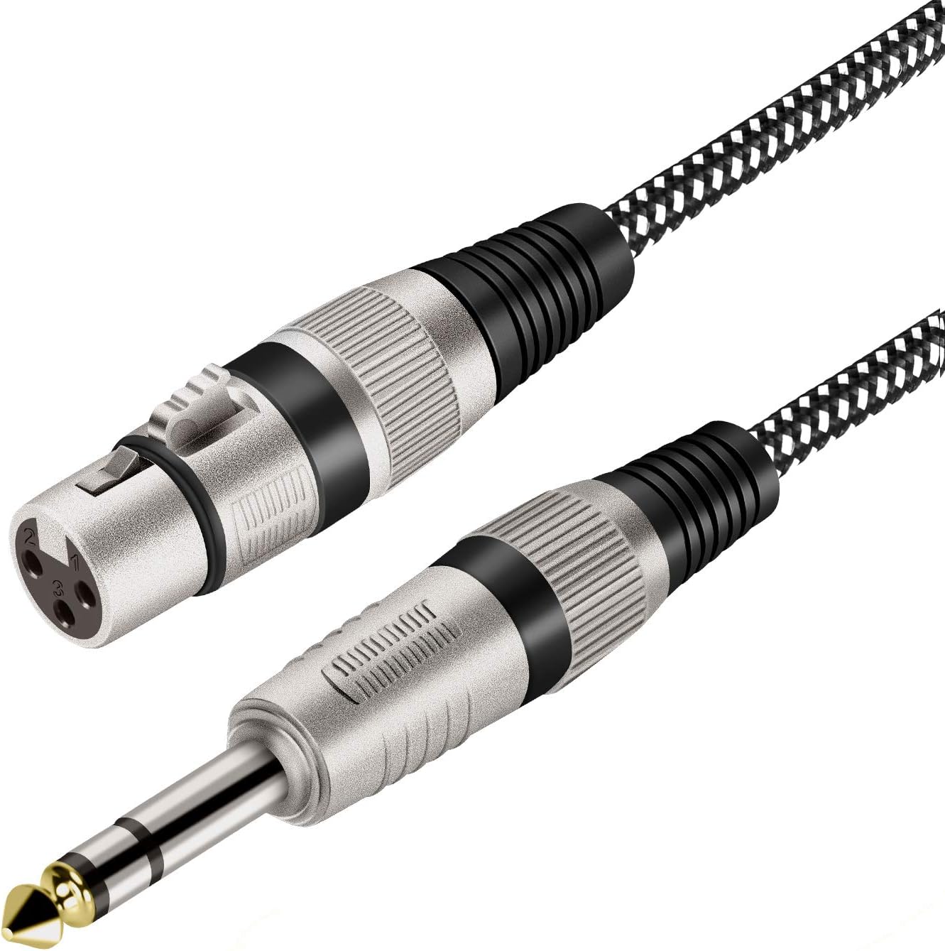 XLR Female to 1/4 Inch TRS Cable 50 FT, Nylong Braided XLR 3 Pin Female to 6.35mm TRS Male Balanced Wire Mic Cord (Pure Copper Conductors)