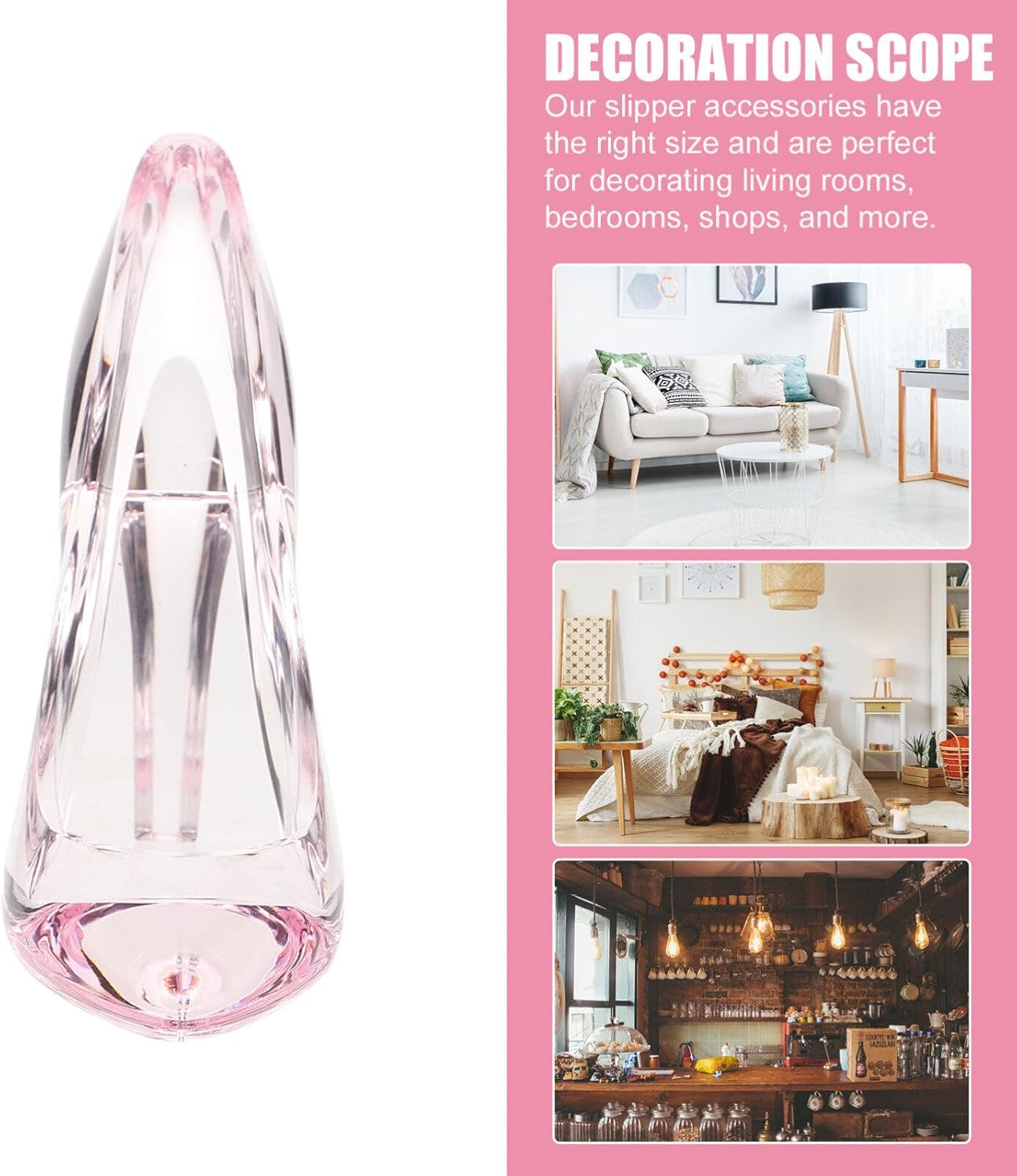 IMIKEYA Crystal Slipper Shoe Sculpture 5.5in×4.3in Acrylic Princess High Heels Shoes Sculpture Wedding Figurines for Girls Coming-of-Age Ceremony Birthday Party Tiered Tray Decor - Image 8