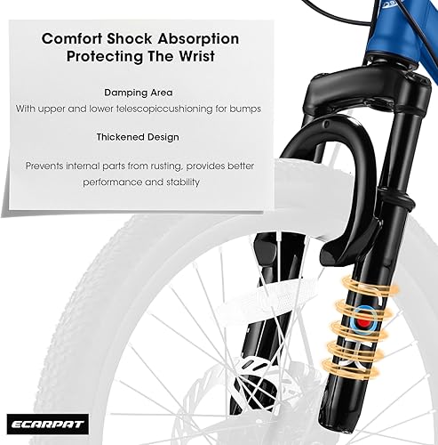Miniatura 6 de Ecarpat - Bicicleta de montaña de 20 pulgadas para niños de 5 a 10 años, 7 velocidades, bicicleta de montaña para niños y niñas, ciclismo al aire