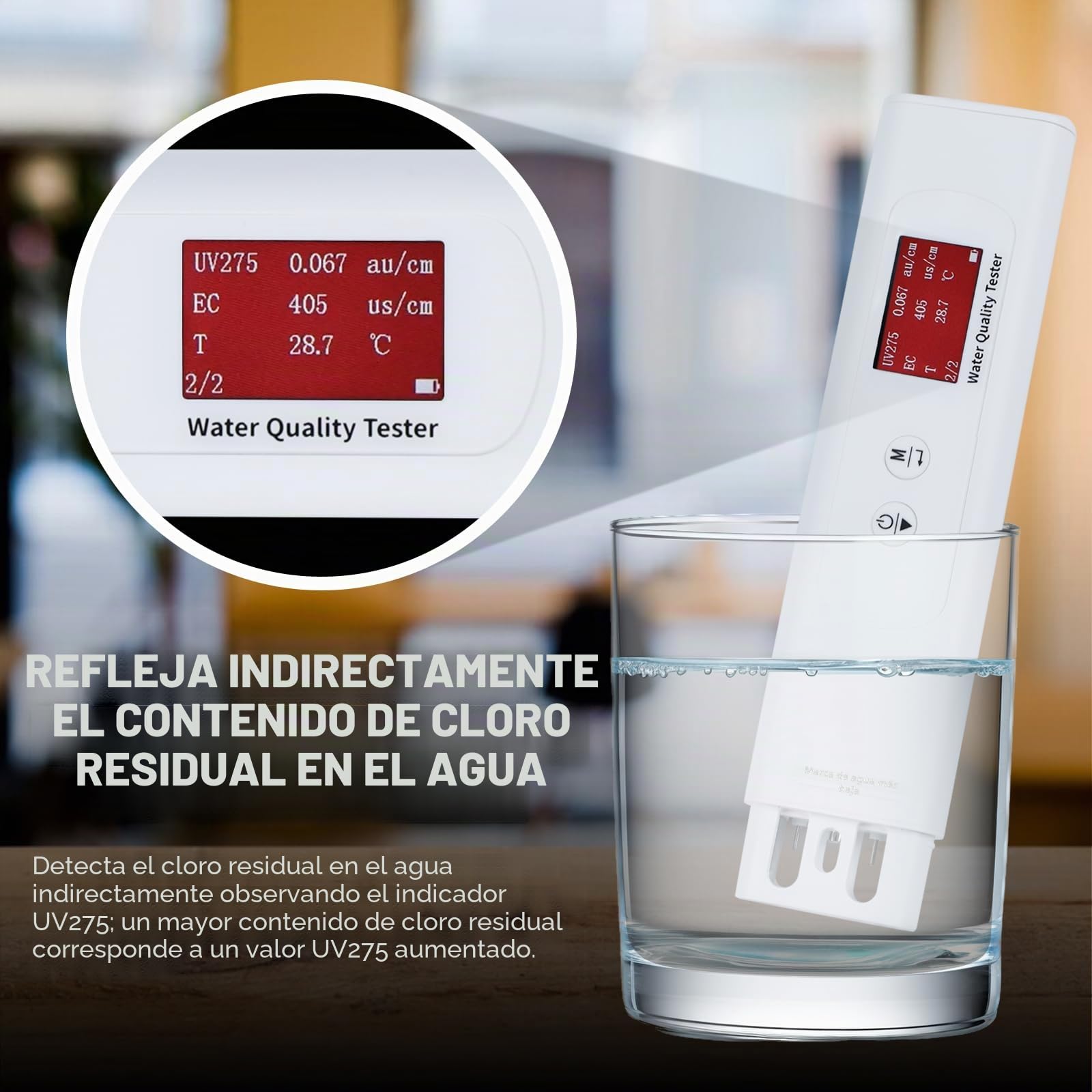 Probador de calidad del agua para agua potable, medidor TDS portátil 6 en 1 TOC, COD, EC, UV275, Temp&TDS, probador digital de calidad de agua potable para el hogar, RV, senderismo, camping, viajes,