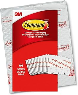 Command Small Refill Adhesive Strips, Damage Free Hanging Wall Adhesive Strips for Small Wall Hooks, Removable Adhesive Strips to Redecorate and Reorganize Dorm Rooms, 64 White Command Strips