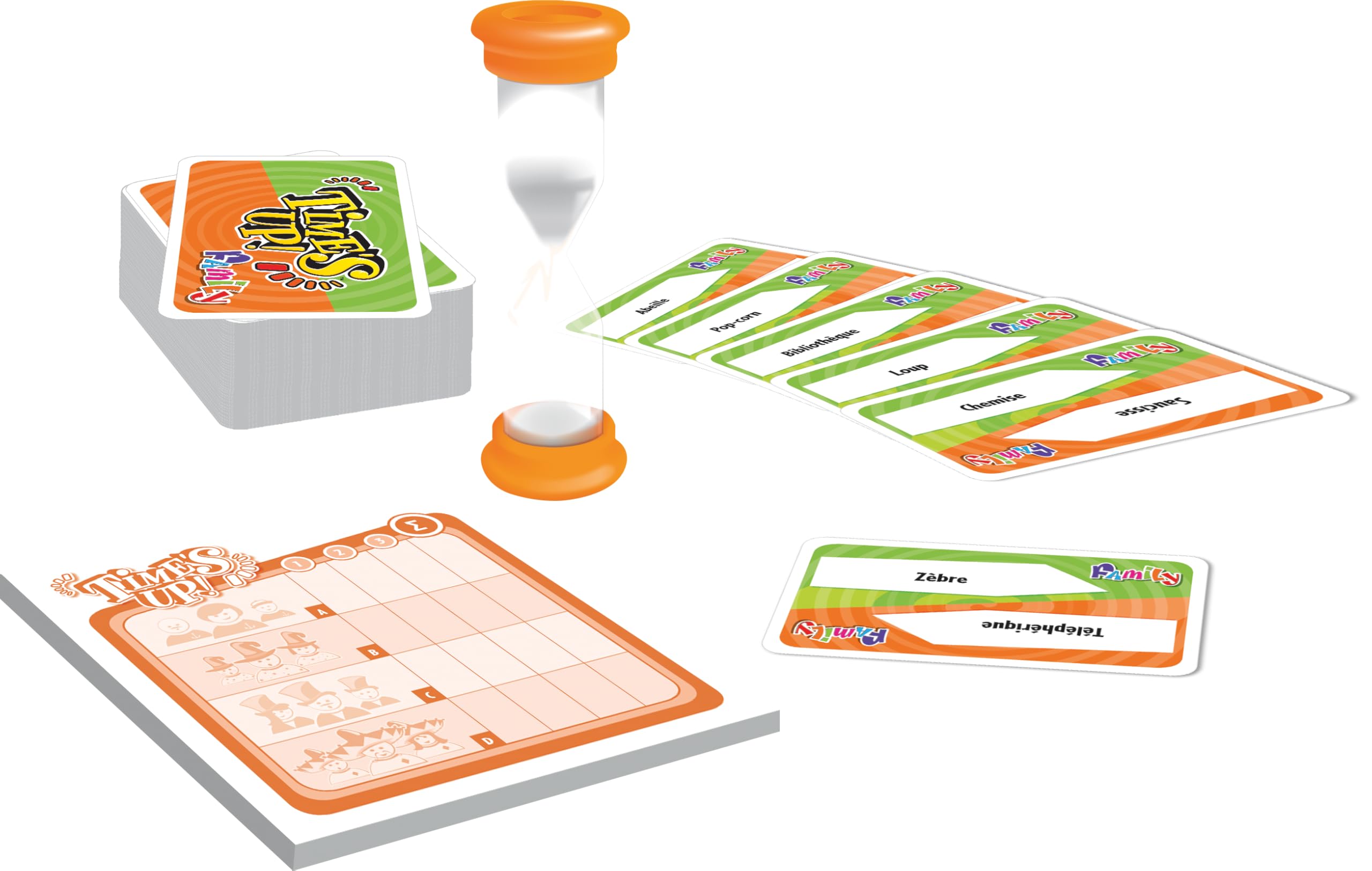 Asmodee Time's UP! Family Version Verte Jeu d'Ambiance en Equipe dès 8 Ans - Jeu de Société Enfants Rapidité Cartes à Deviner 4-12 Joueurs 30 Min Français