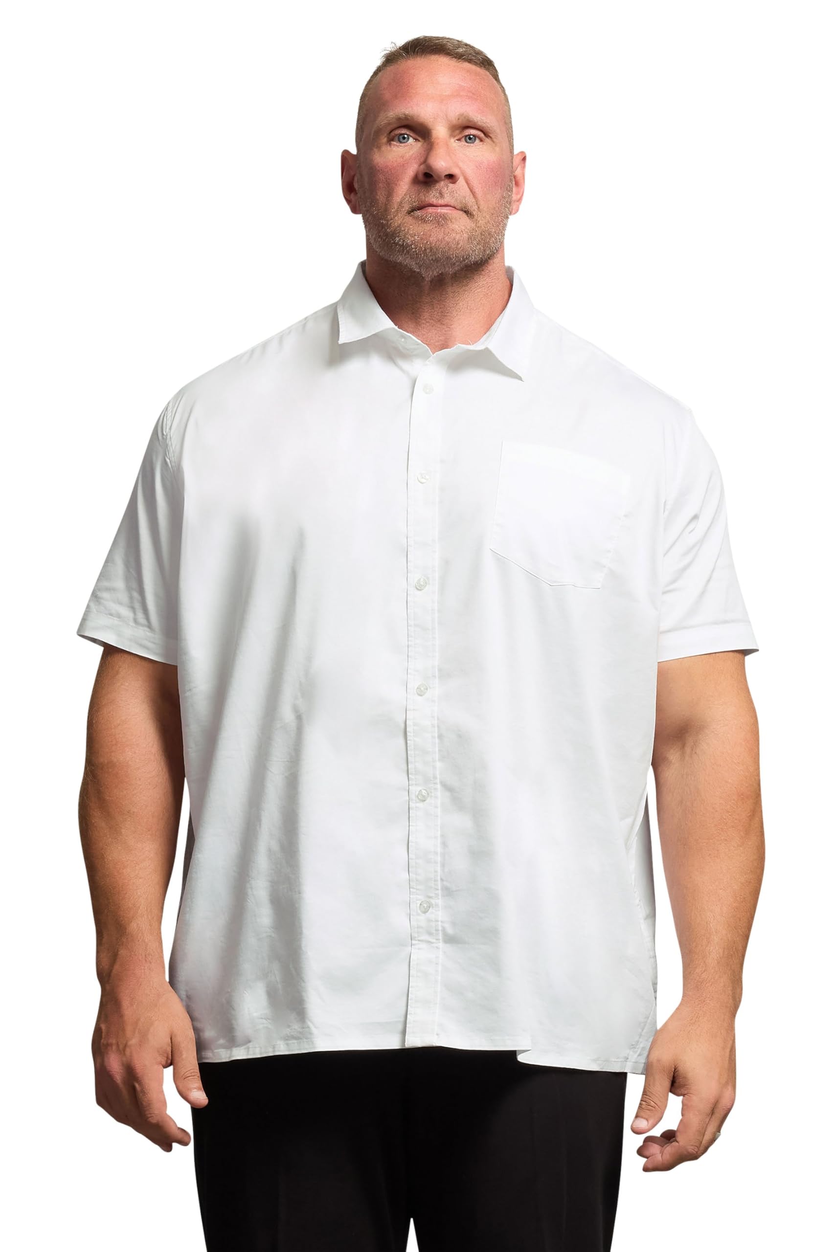 BadRhino Men's Short Sleeve Oxford Shirt - White - 3XL