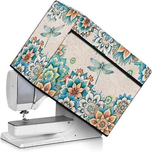 Miniatura 120 de Mumeson Cubierta antipolvo para máquina de coser de gatos negros con flores, para la mayoría de máquinas de coser estándar, plegable, duradera