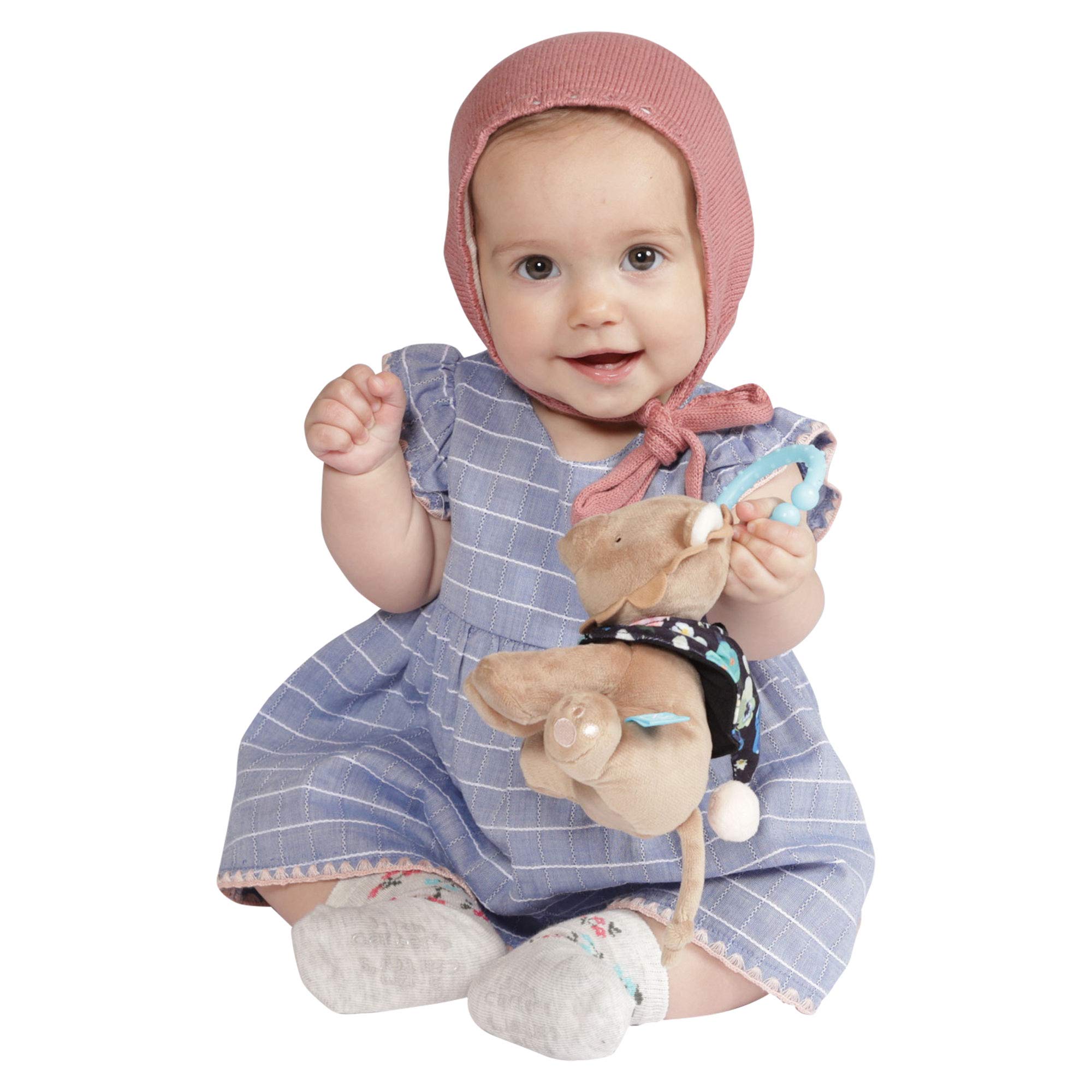 Manhattan Toy Fairytale Lion Plüsch Baby-Reisespielzeug mit Glockenspiel, Crinkle Ears und Beißring zum Aufstecken