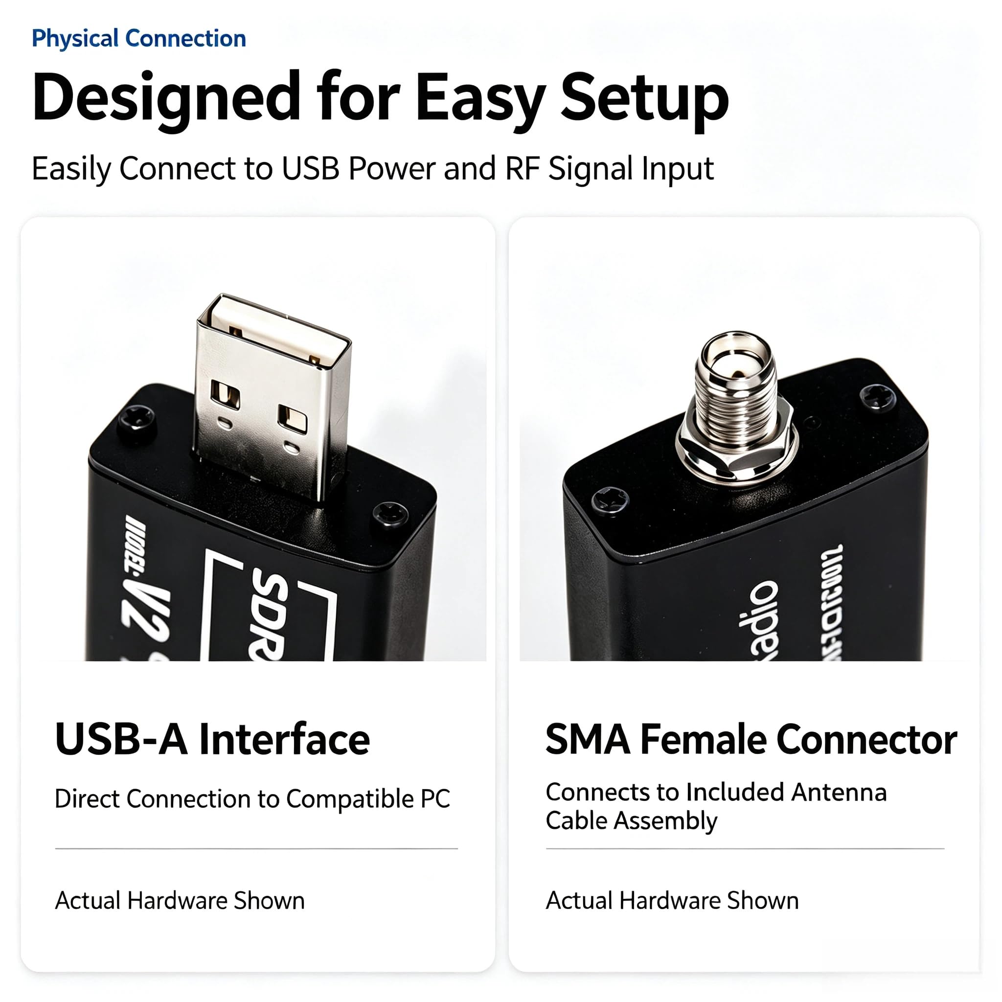 SDR6 V2 Ricevitore Radio RTL2832U USB 2.0 22-1100 MHz (SDR6 V2(FC0013) Kit antenna base magnetica)
