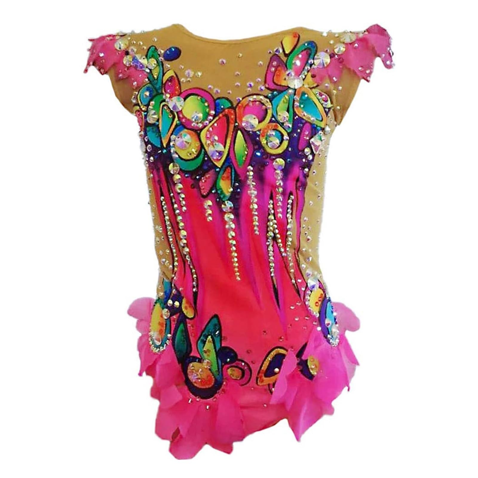 Body da ginnastica ritmica for donna senza maniche con strass lucidi for ragazze body da balletto sfumato