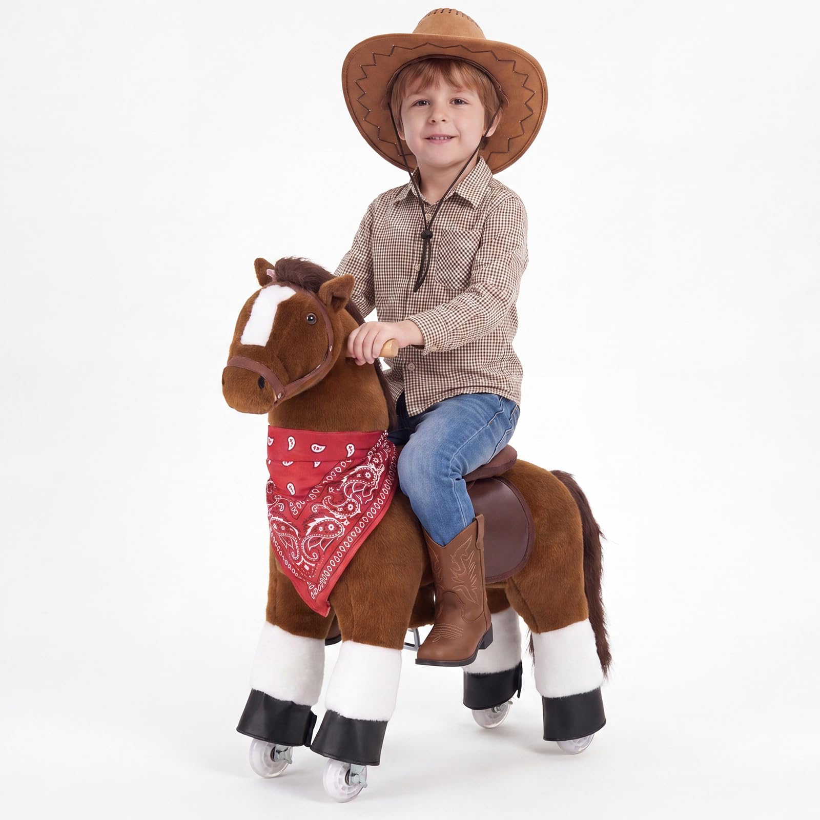 VEVOR Caballo de Juguete para Niños, Pony de Montar con Ruedas, Pedales, Caballito Infantil con Asiento Elevado, Estructura de Metal, Uso Interior y Exterior, Carga hasta 50 kg, Niños Niñas 3 a 8 Años