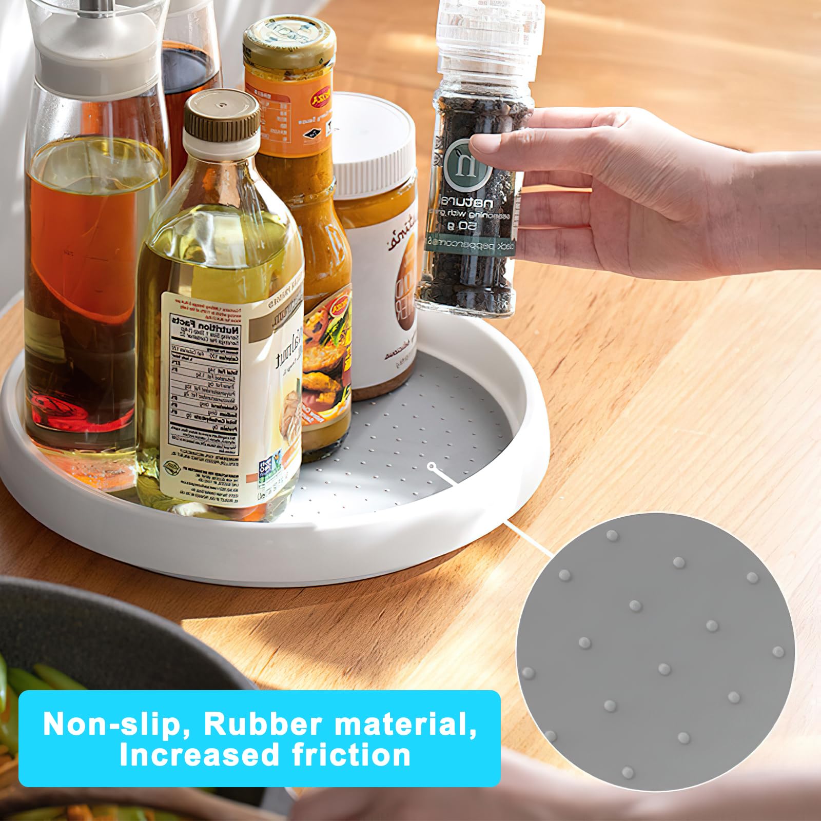 Lazy Susan - Set di 2 Piatti Girevoli per Frigorifero e Cucina, Robusti e Antiscivolo, per Bagno, Comò (25 e 30 cm)