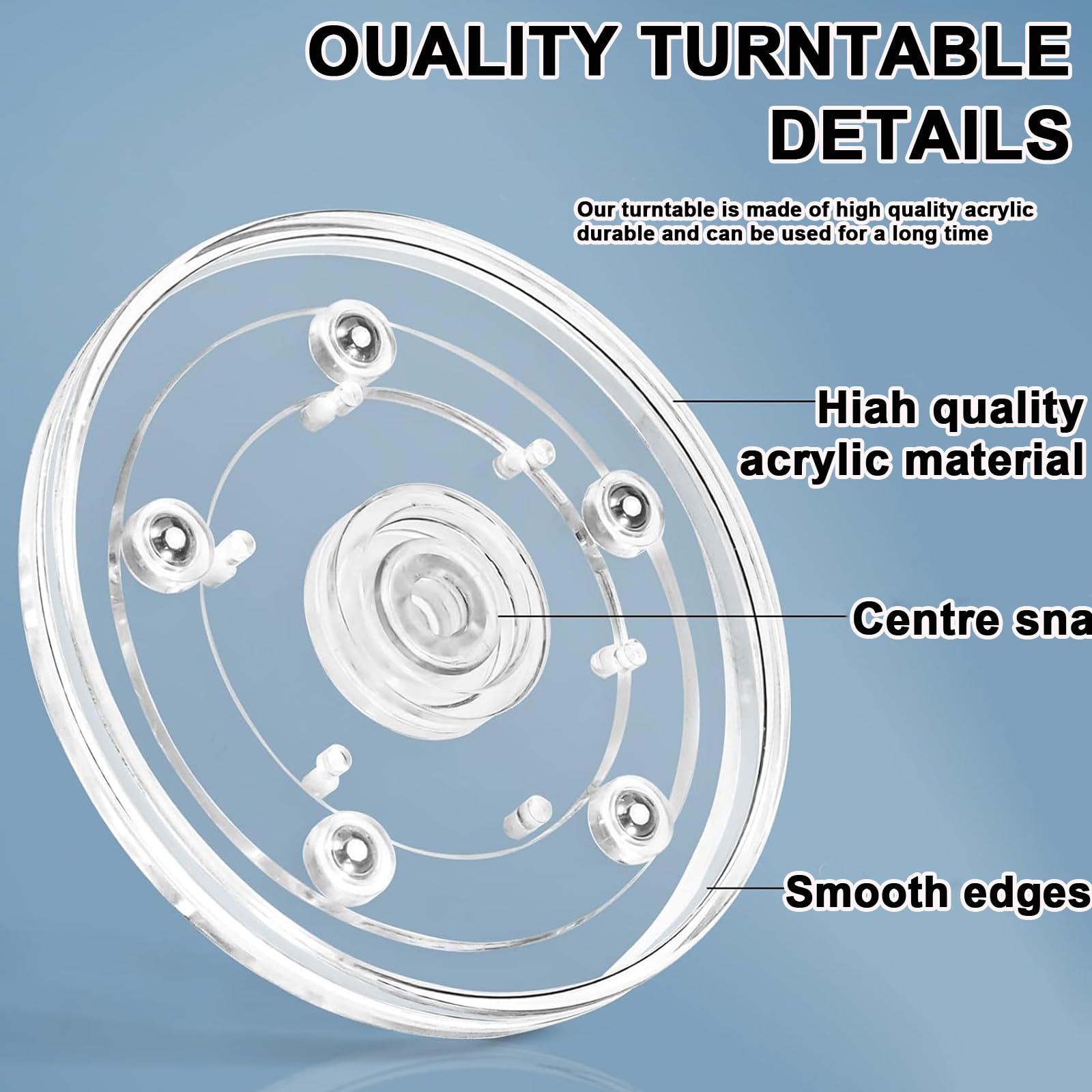 2 Pièces Plateau Tournant, 15cm Plateau Tournant Universel à 360° Supporte, Transparent Plateau Pivotant Rond Plateau Tournant Manuel avec Roulements à Billes en Acier pour TV Ordinateur Artisanat