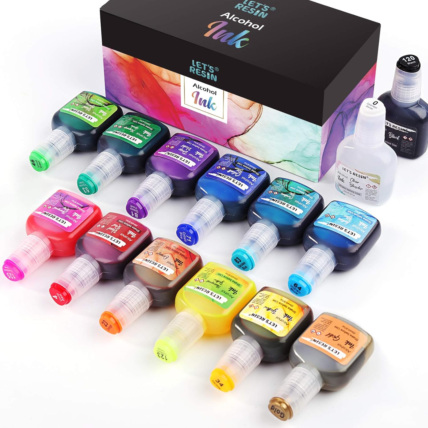 Alcohol Ink Set Let's 14 Colors Translucent Alcohol Inks