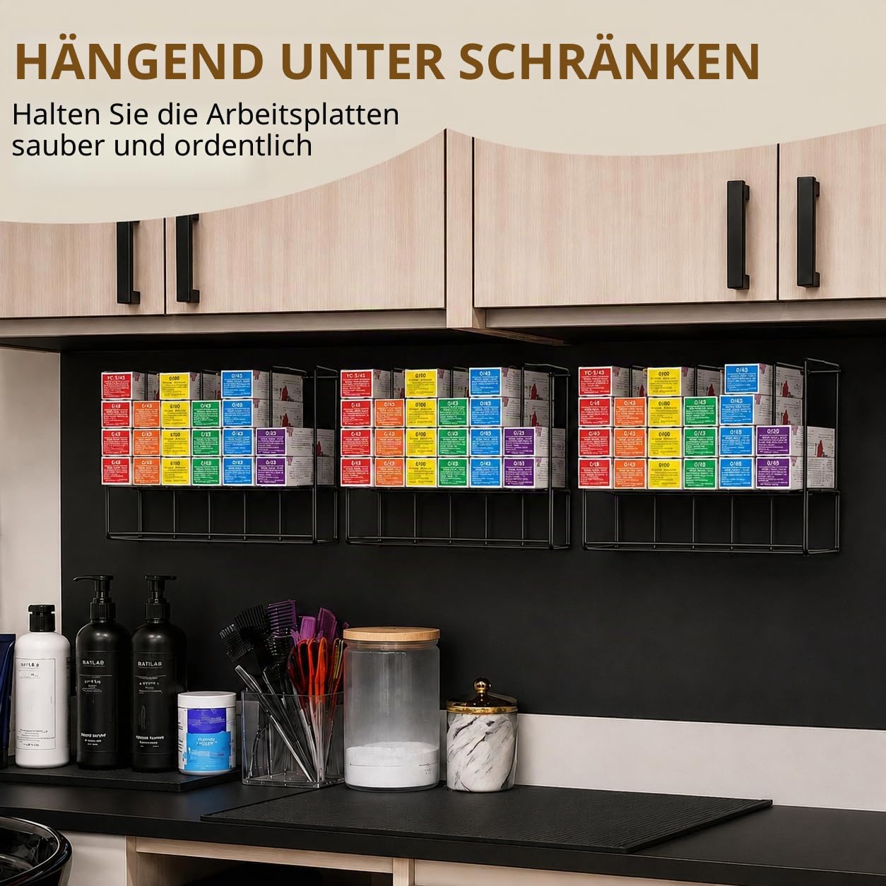 Haarfarben-Organizer für Salon-Aufbewahrungsregal – 2 Stück, wandmontierte Haarfarben-Regale für Stationen