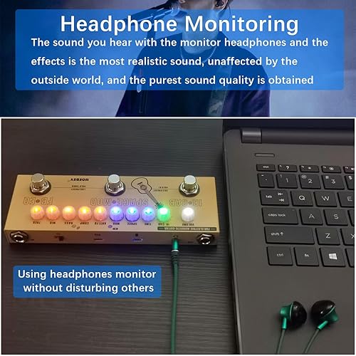 Miniatura 4 de HOEREV Pedal de guitarra multiefectos, retardo, fase de reverberación, coro, distorsión, sintonizador de sobremarcha, pedal de efectos múltiples
