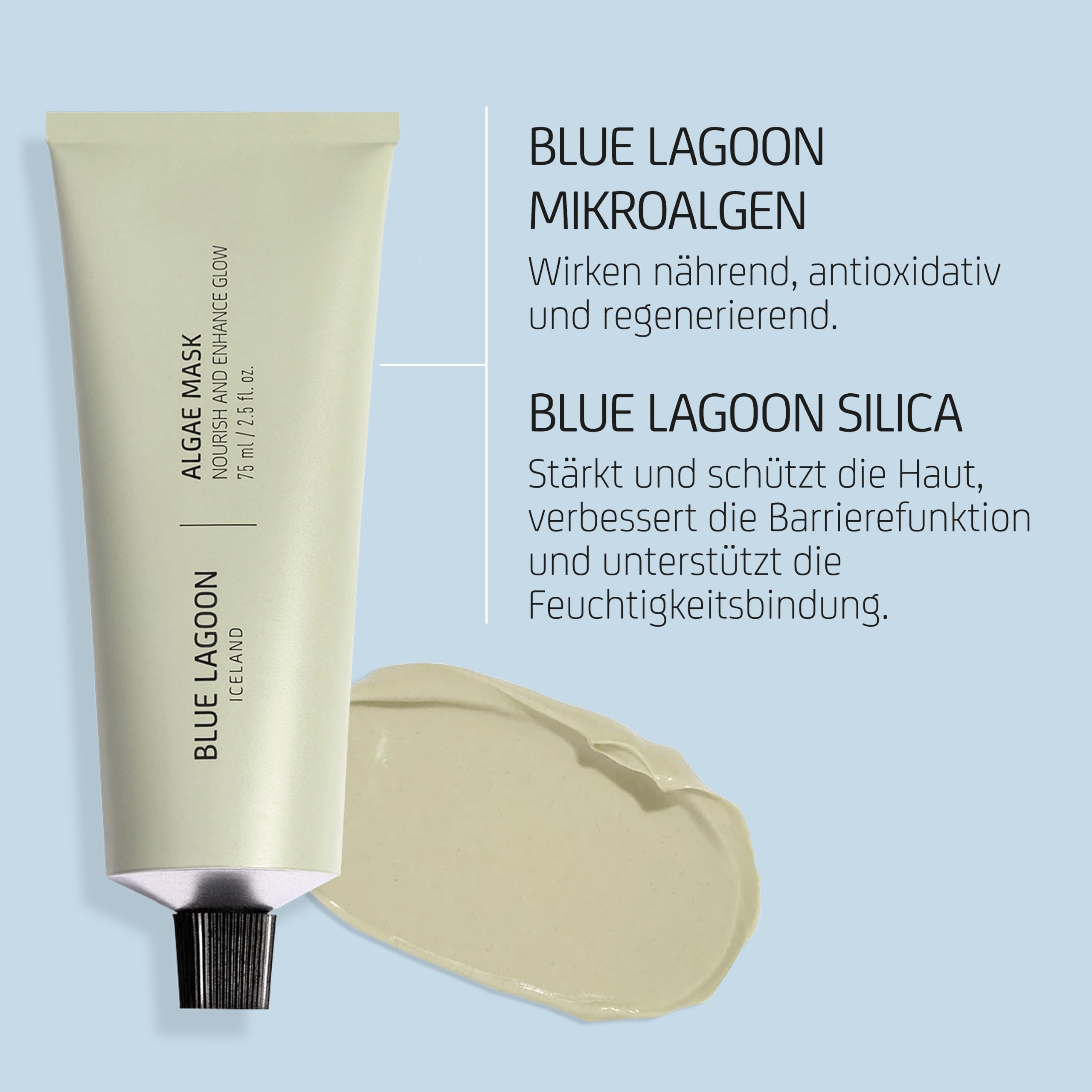 Blue Lagoon - Pflegende Algen-Gesichtsmaske für Kollagen-Boost, zeitloses Lift & Enhanced Glow - Hydrating Mask - Moisturizing Face Mask - Hydrating Mask Skin Care - Isländische Hautpflege (75 ml)