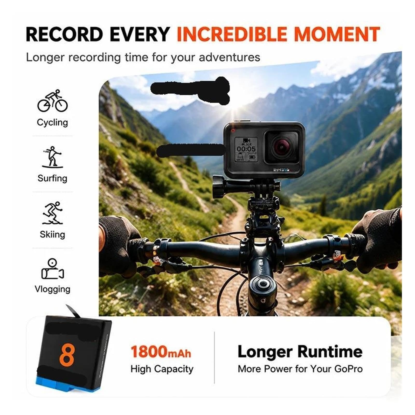 Batteria Compatibile Con Hero 5 Hero 6 Hero 7 1800 MAh