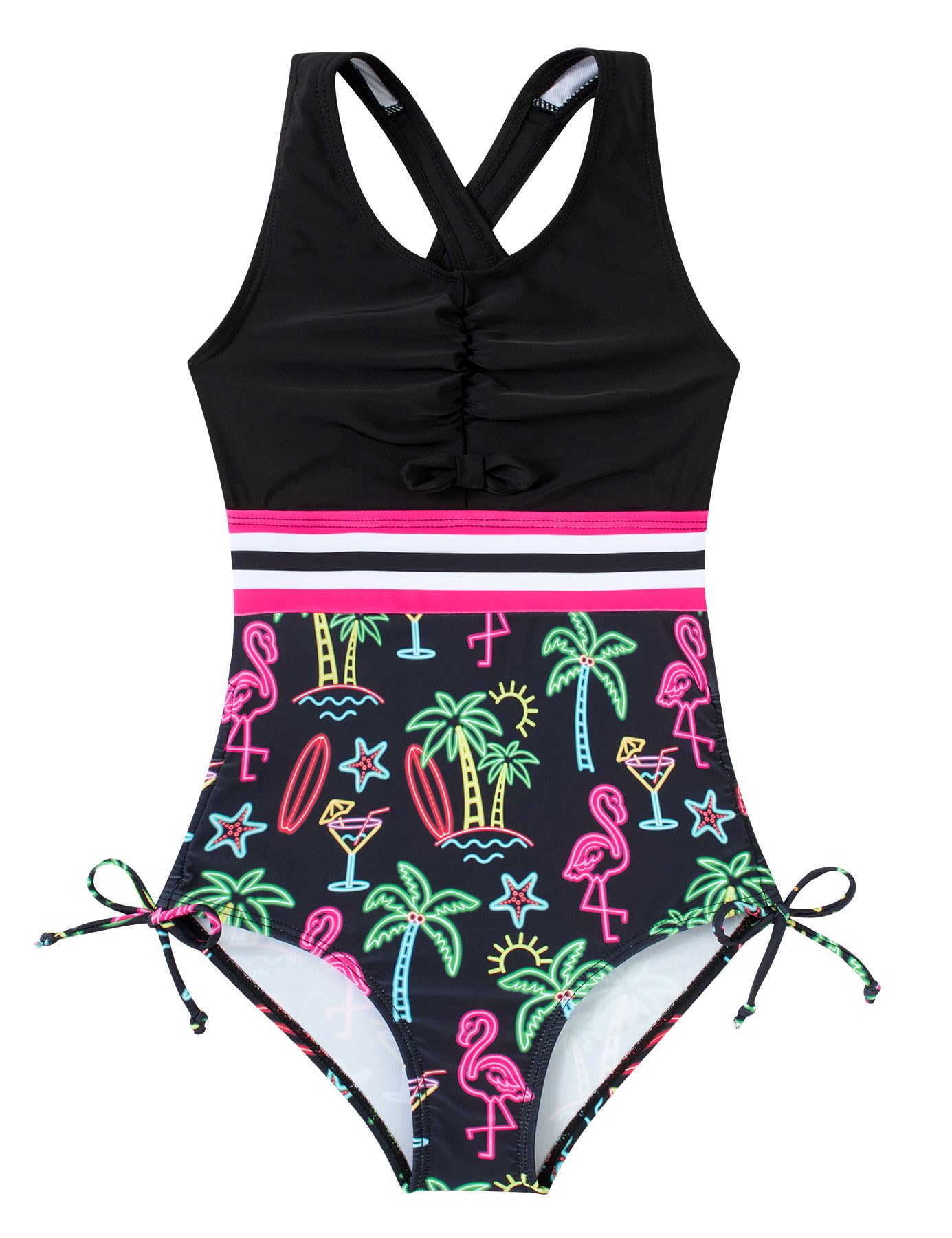 BFUSTYLE Girls Swimsuit One Piece Bathing Suit 4-13 Years Beach Swimwear | Sleeveless Adjustable Quick Dry Holiday Vacation Summer Beach Suits