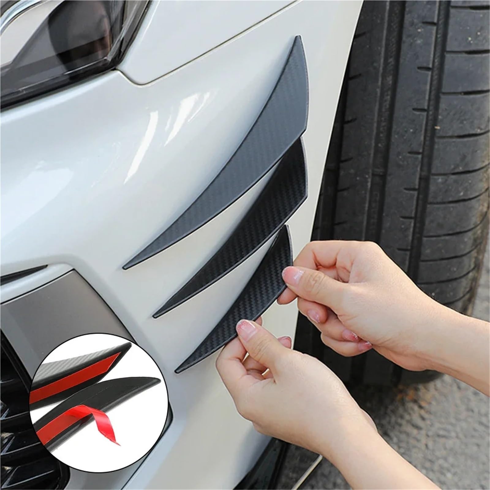 4/6 sztuk uniwersalny przedni zderzak wargi dekoracje dyfuzor Splitter płetwy spoiler nadwozia Canards Valence podbródek Tuning samochodu Canard Decor(6PCS Black)