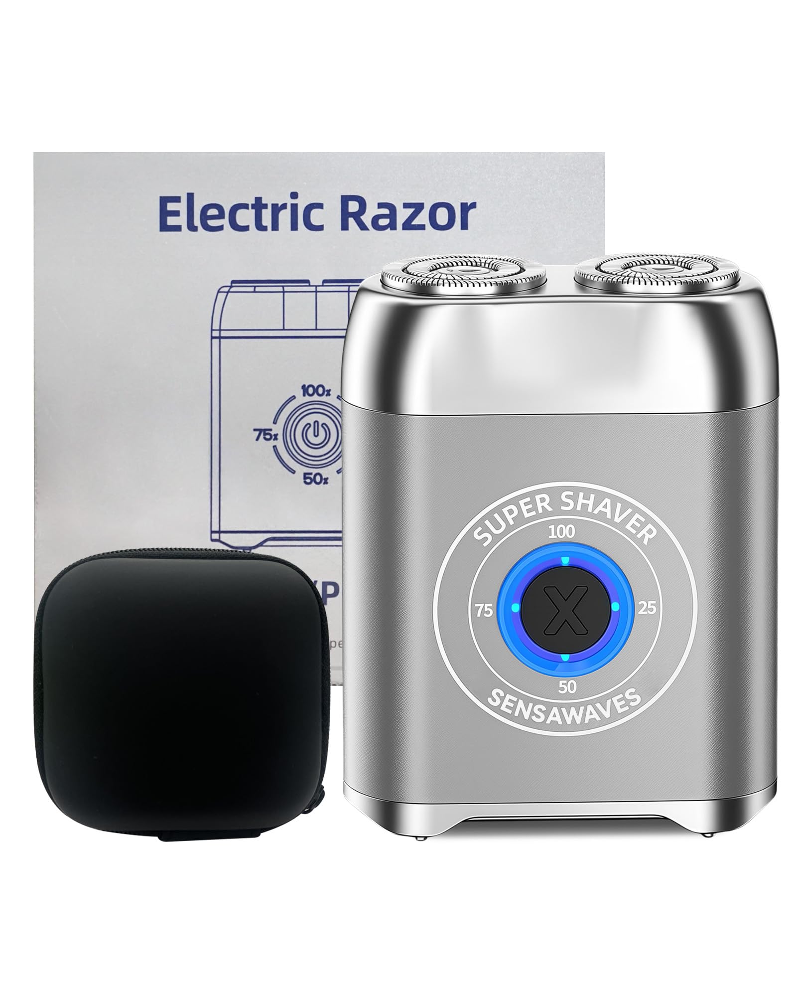 Mini rasoio elettrico, in lega, portatile, da viaggio, senza fili, rasoio elettrico ricaricabile USB-C, per uomo, rasatura a secco, impermeabile IPX7, testina staccabile, facile da pulire