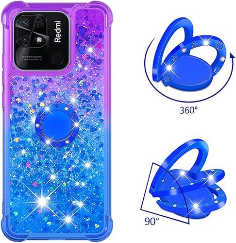 Miniatura 3 de Monwutong Funda para Xiaomi Redmi 10C, parachoques de TPU con líquido de purpurina, protección resistente, azul púrpura