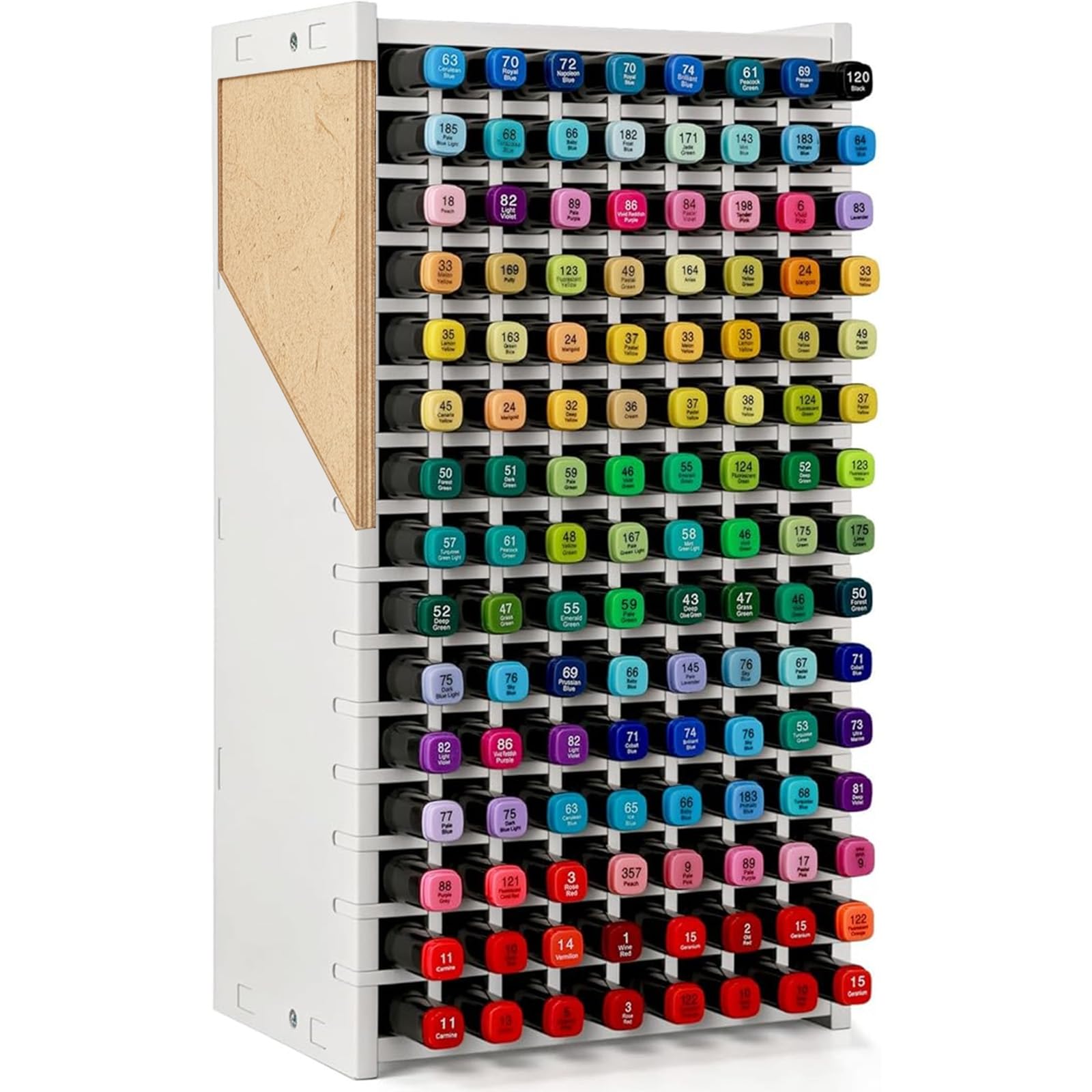 2025 New Alcohol Markers Storage Organizer 120 Slots - [Not PVC], Upgraded Wood Board, Stronger & More Stable, Modular & Customizable Pencil Holder for Markers, Brushes and Art Supplies (120 Slots)