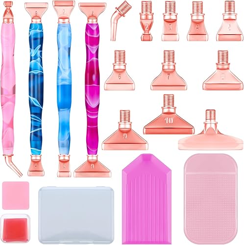 Miniatura 1 de Fuutreo 23 piezas de accesorios para bolígrafos de pintura de diamante 5D, puntas de metal 5D, kit de bolígrafo de pintura de diamante, incluye 4