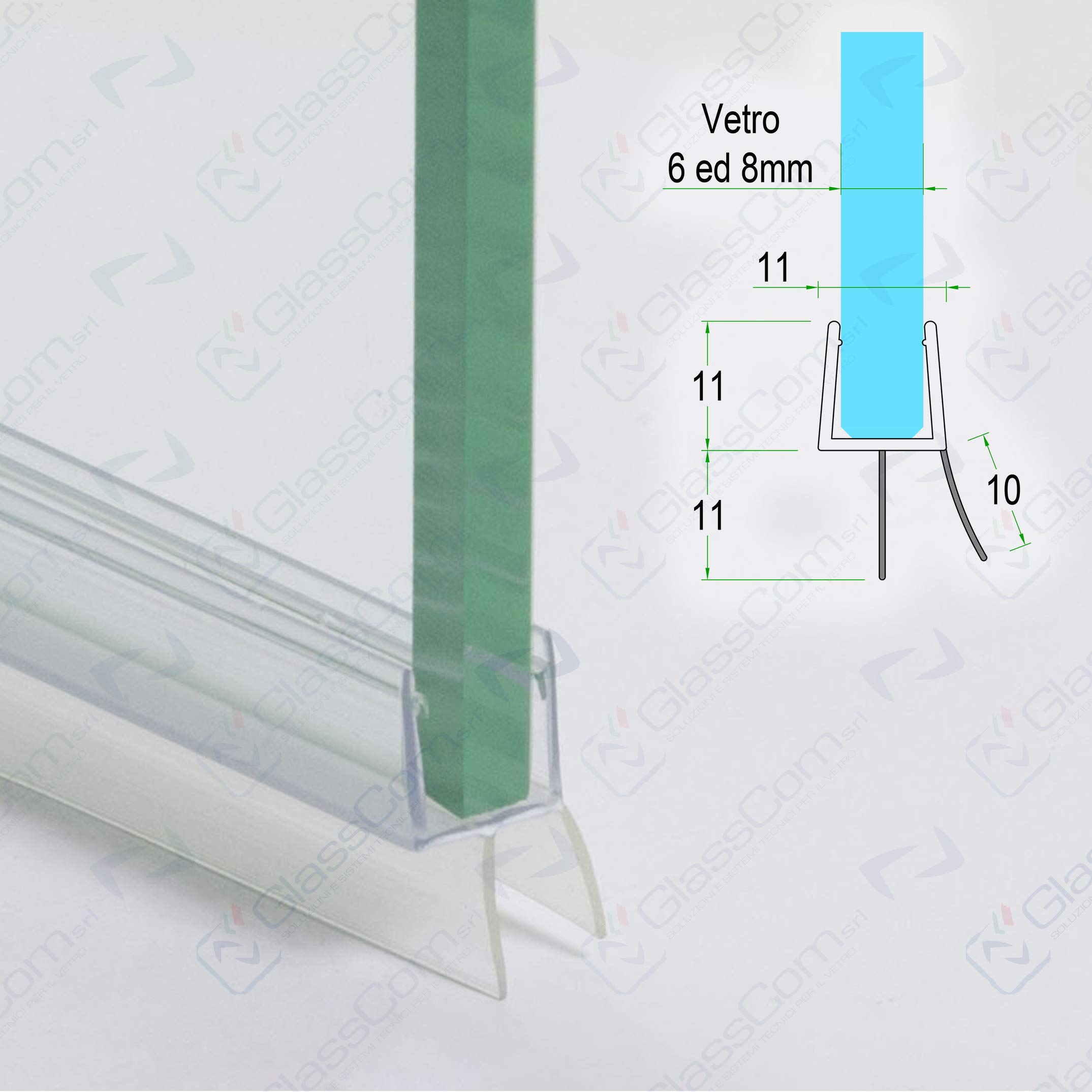 Guarnizione Sottoporta Box Doccia 220cm Trasparente - Per Vetri 6-8mm Con Doppia Aletta - Foto 4