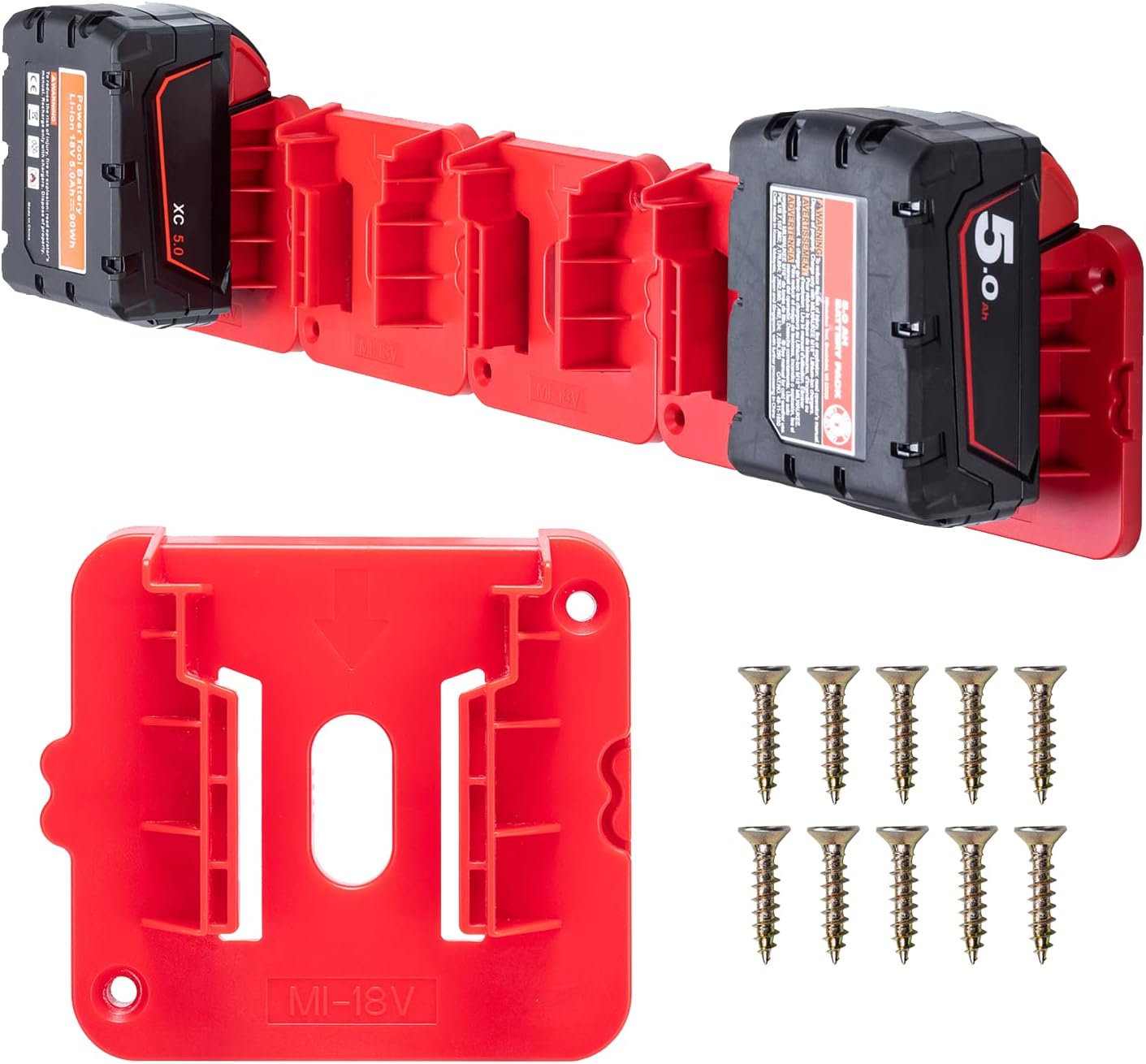 Crtbelfy Battery Holder for Milwaukee M18 18V Battery, Wall