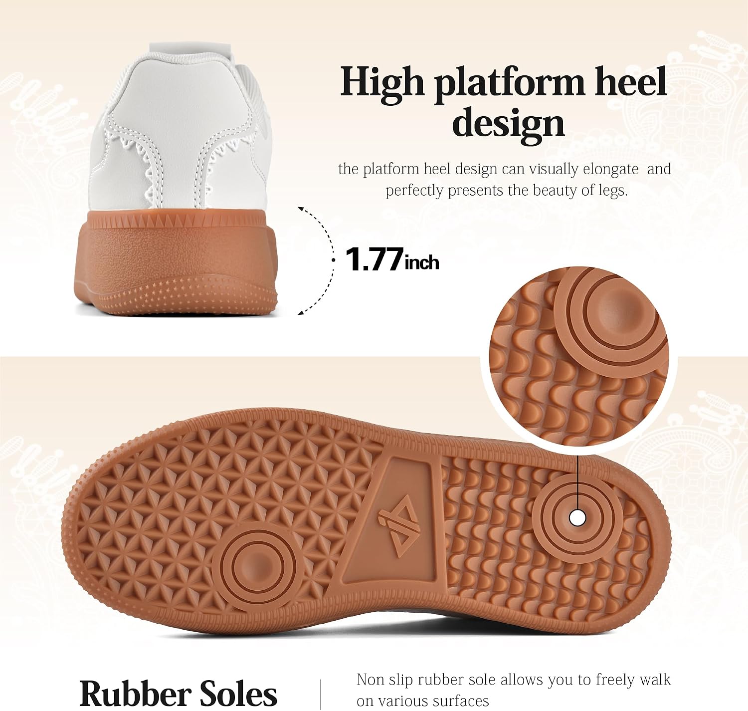 JACKSHIBO Women's Ribbon Lace-Up Fashion Platform Chunky Sneakers Arch Support Gum Sole Tennis Walking Shoes with Memory Foam