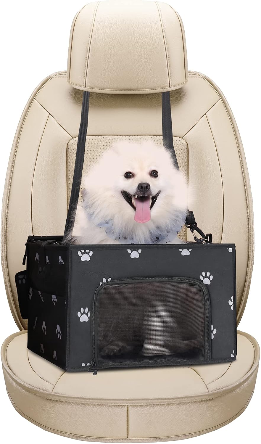 valigo Dog Car Seat, Small Pet Foldable Car Booster Seats with Sturdy PVC Bars Frame Portable Puppy Travel Carrier Cage Perfect for…