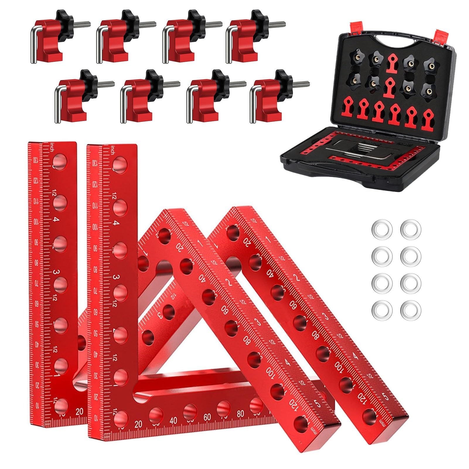 Ángulo de posicionamiento de 90 grados, abrazadera de ángulo de 140 mm/5,5 pulgadas de aluminio multifuncional, abrazaderas de ángulo recto para herramientas de carpintería para bricolaje, artesanía