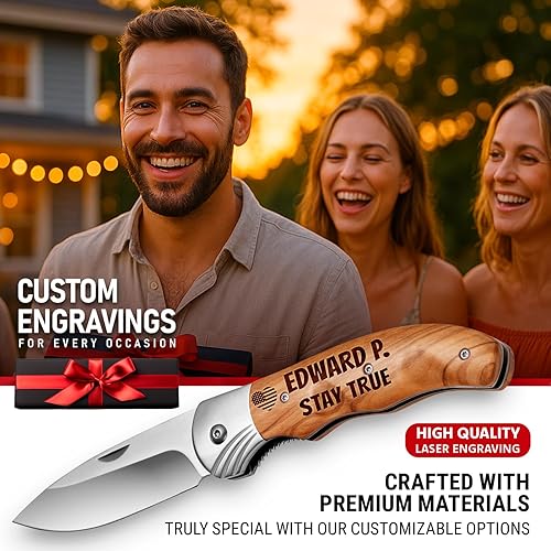 Miniatura 7 de Cuchillo personalizado para hombres y mujeres  Regalos personalizados  Regalos grabados para papá, marido, novio, esposa, novia, cuchillos de