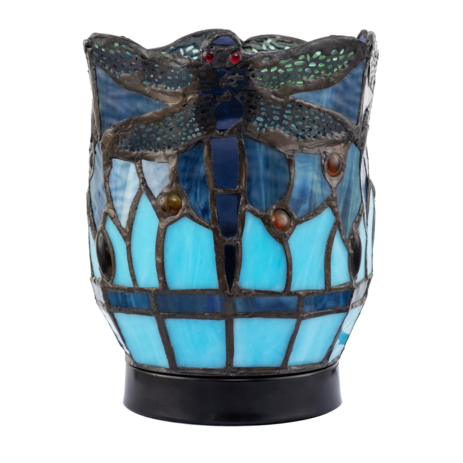 B&Q -  Classic Dragonfly Tiffany Uplighter Lamp In Midnight And Sky Blue