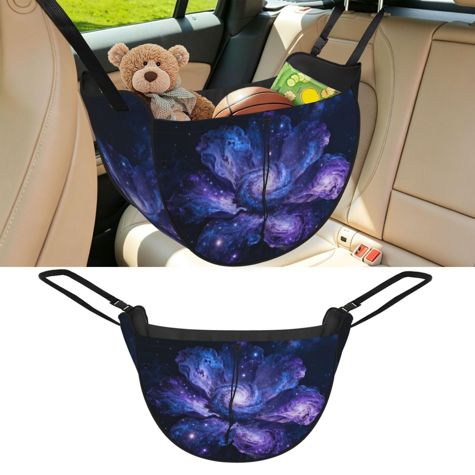 Cntdbu Black Cosmic Flower Car Seat Organizer-Backseat Storage Bag For Travel