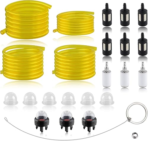 Carbhub Kit de filtro de combustible de 4 tamaños para tubo, cebador, bombilla, filtro de combustible para motor común, motosierra, soplador de