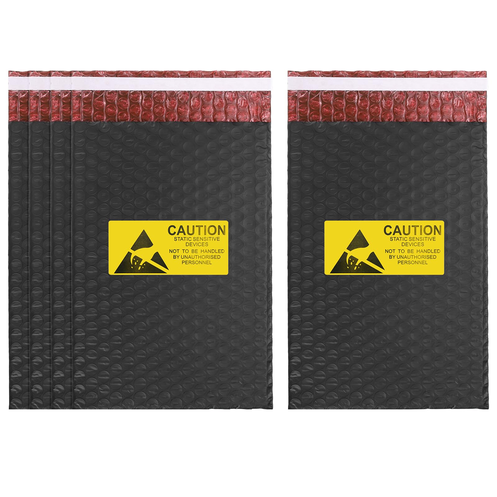 PATIKIL 5pcs Anti Static Bubble Bags (210mmx150mm) - PE Static Shielding Antistatic Bag with Adhesive Tap, Fits Motherboard SSD HDD Video Card Electronic Component, Black