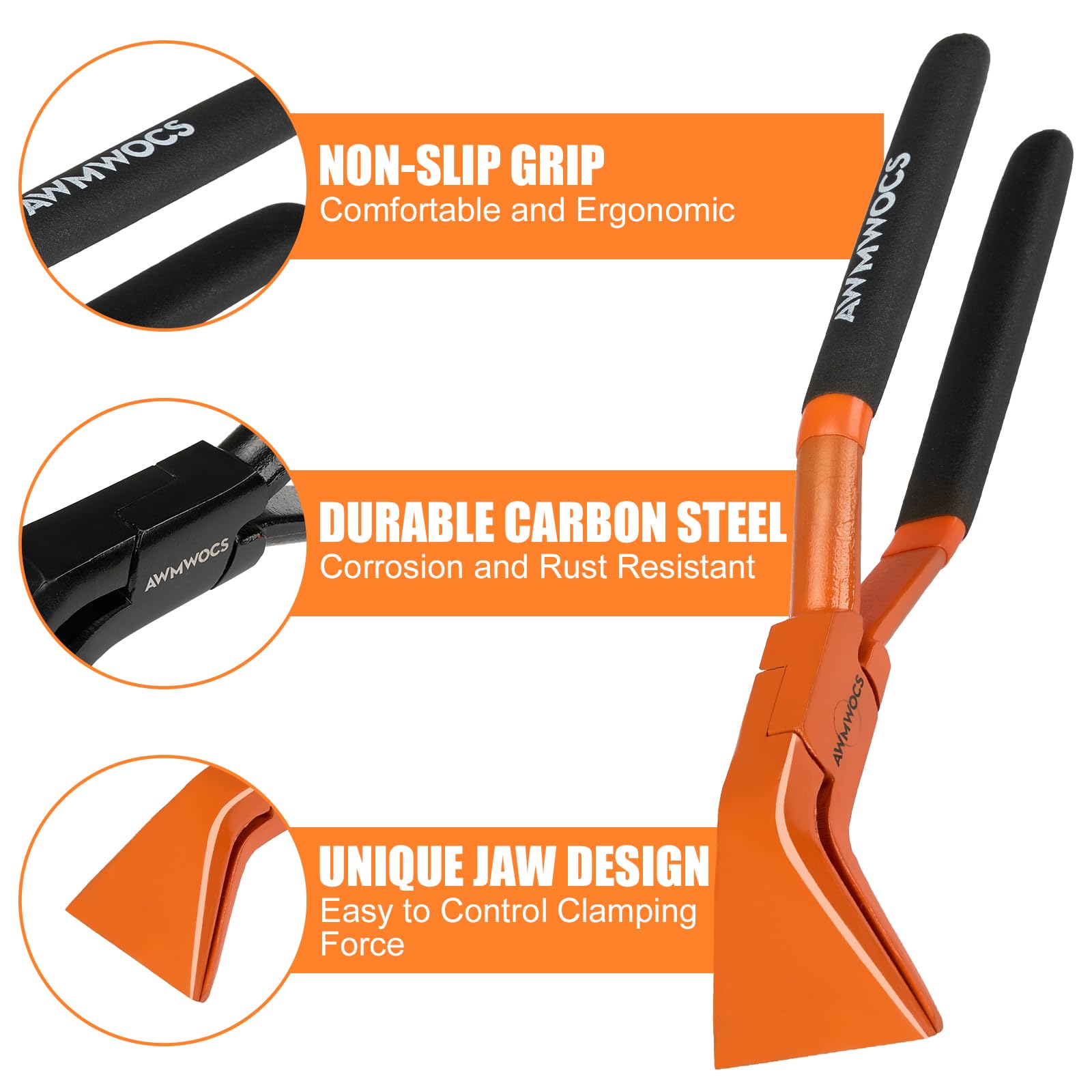 3 piezas de herramientas de costura manual para chapa, rectas, alicates de doblado de chapa de 45° y 90°, juego de doblador de chapa para techo, HVAC, taller, bricolaje