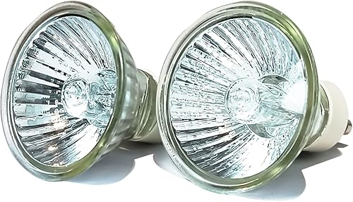 Miniatura 3 de Bombilla GU10 de 120 V 50 W para lámpara calentadora de velas, 2 bombillas halógenas GU10+c regulables de 2800 K blanco cálido de 2 pines, bombilla