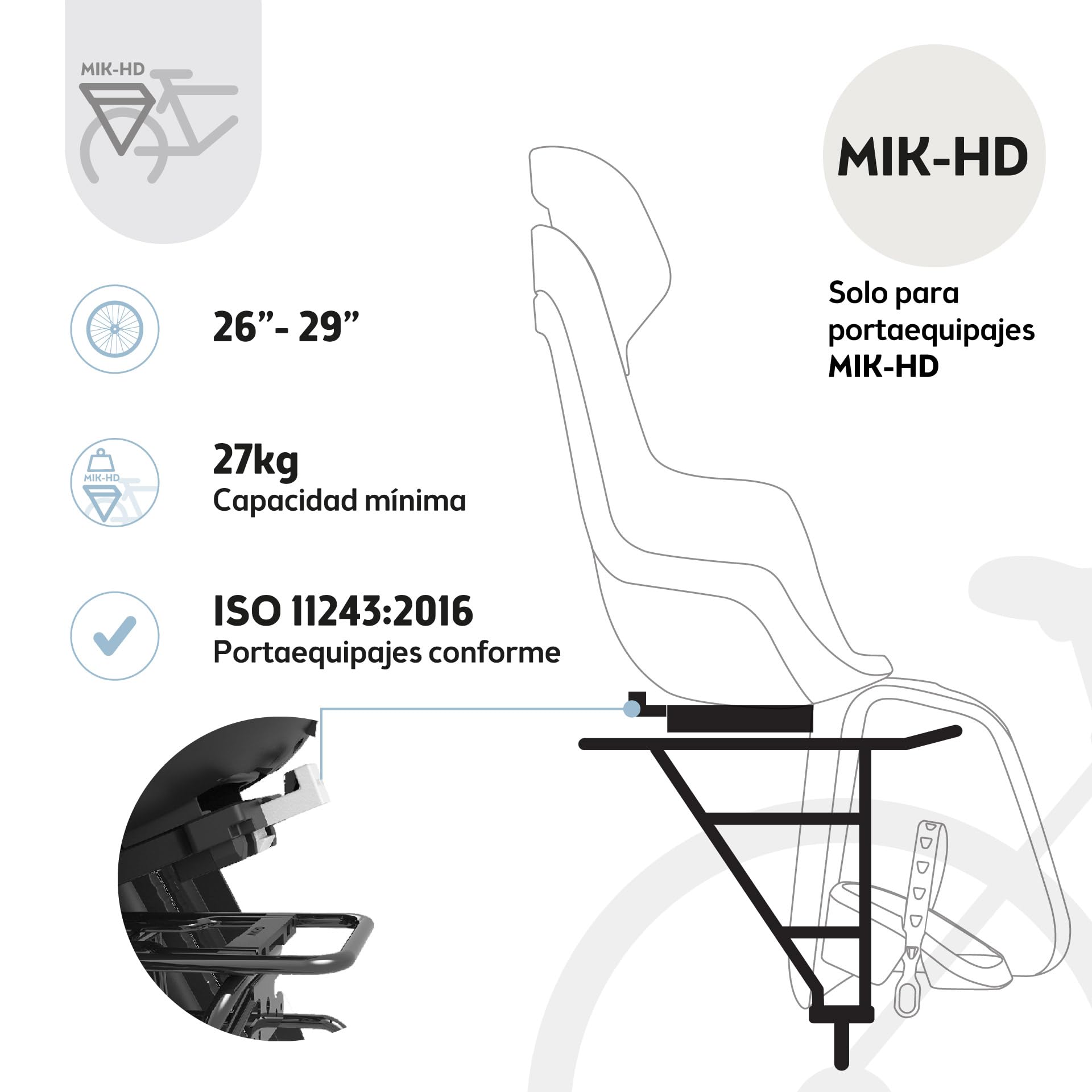 BOBIKE 8012300016 - Silla Bicicleta Trasera GO Maxi para Portaequipajes MIK-HD – Segura y fácil de Montar, Adecuada para niños de 9 Meses a 6 años, hasta 22 kg, Menta