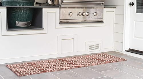 Miniatura 2 de Jill Zarin Outdoor Collection - Alfombra de área - Turcas y Caicos (2 x 8 pies, rojo óxidomarfil)